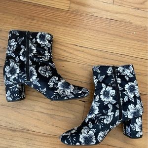 Velvet floral booties